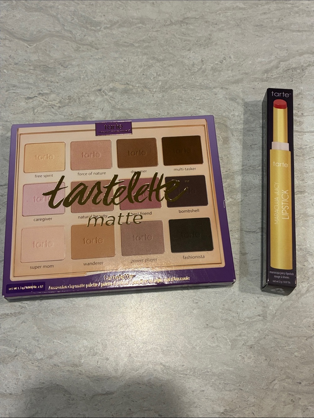 tarte Tartelette Matte Eyeshadow Palette with Rose-Beige Lipstick